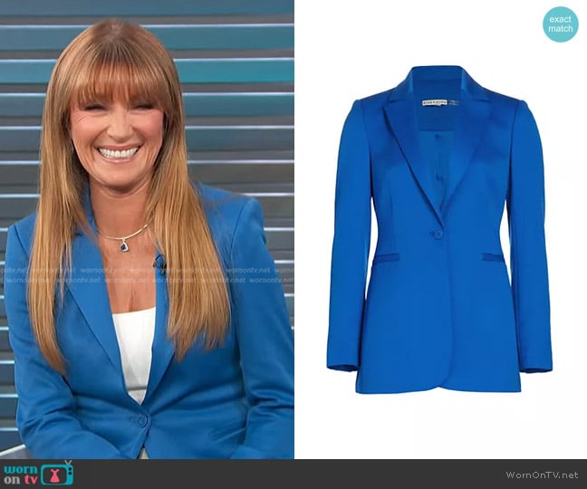 Alice + Olivia Breann Satin Fitted Blazer in Sapphire worn by Jane Seymour  on Access Hollywood