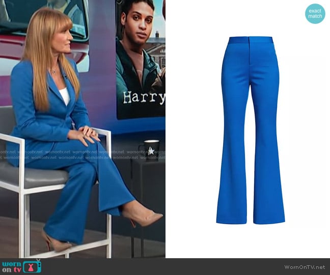 Alice + Olivia Deanna High-Rise Slim Bootcut Pants in Sapphire worn by Jane Seymour  on Access Hollywood