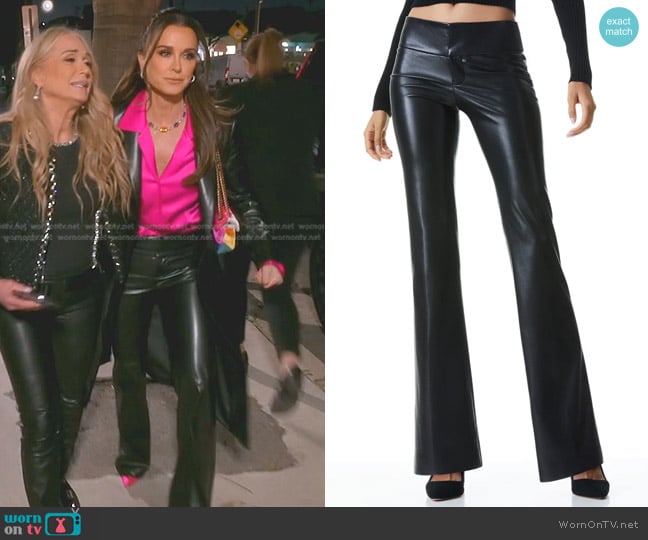 Alice + Olivia Olivia Vegan Leather Pants worn by Kyle Richards on The Real Housewives of Beverly Hills