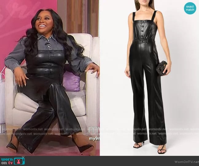 Alice + Olivia Linette Faux Leather Jumpsuit worn by Sherri Shepherd on Sherri