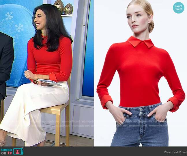 Alice + Olivia Porla Collared Sweater worn by Dr Natalie Azar on Today