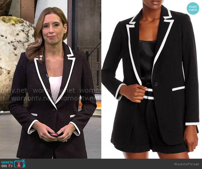 Alice + Olivia Breann Contrast Trim Blazer worn by Stephanie Abrams on CBS Mornings