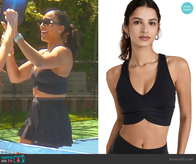 Alo Yoga Wild Thing Bra worn by Annemarie Wiley on The Real Housewives of Beverly Hills