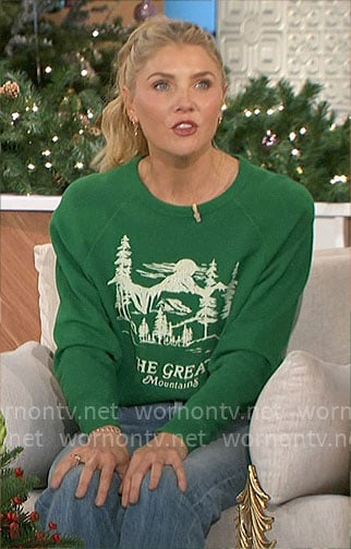 Amanda’s green The Great Mountains sweatshirt on The Talk