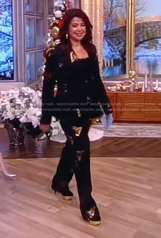 Ana’s black and gold blazer and pants on The View
