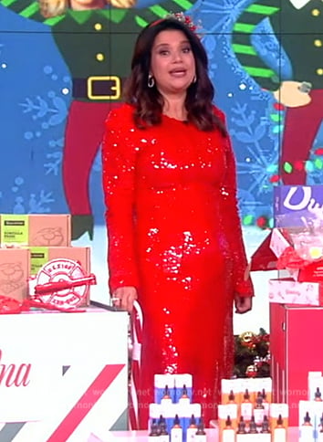 Ana’s red sequin long sleeve dress on The View