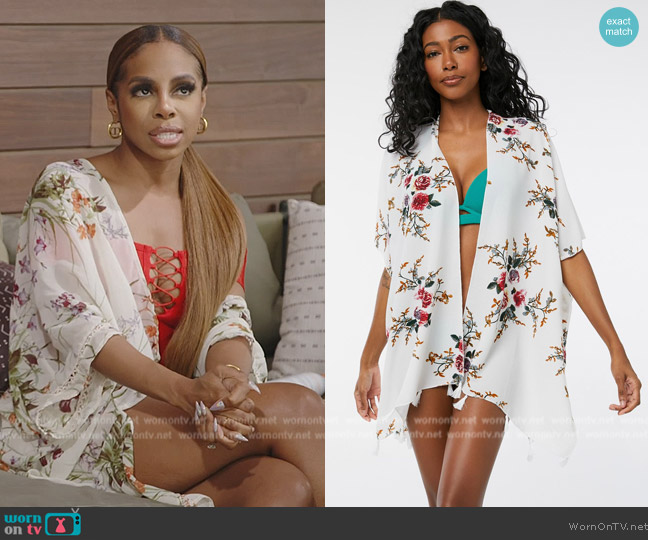 Ardene Floral Swim Cover Up with Tassels worn by Candiace Dillard Bassett on The Real Housewives of Potomac