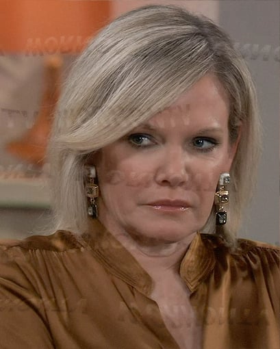 Ava’s black, white, and gold drop earrings on General Hospital
