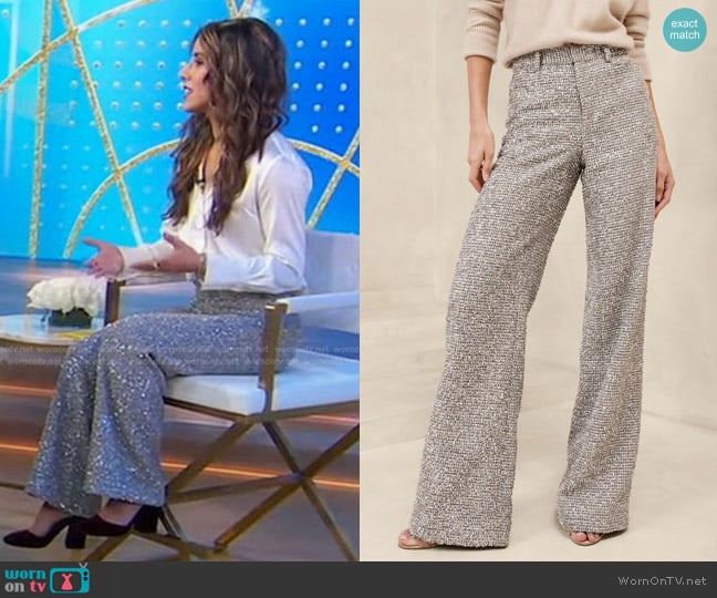 Banana Republic Coleta Tinsel Tweed Wide-Leg Pant worn by Jenna Guarneri on Good Morning America