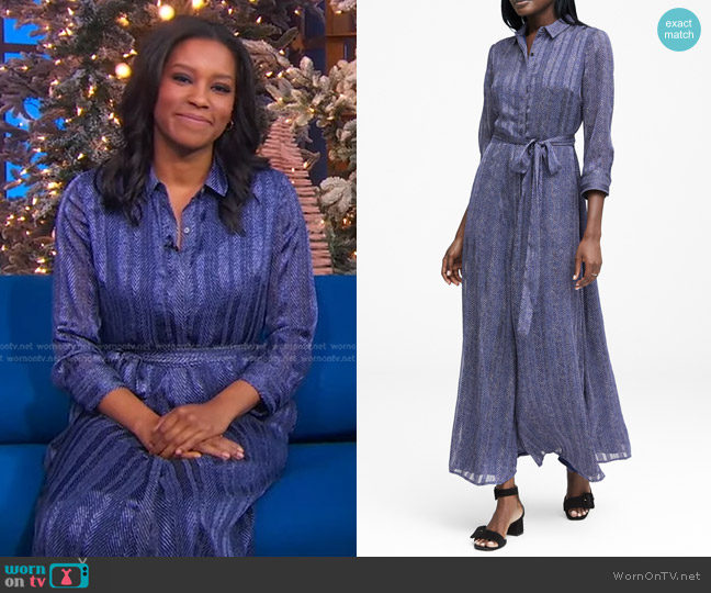 Banana Republic Herringbone Maxi Shirt Dress worn by Rachel Scott on Good Morning America