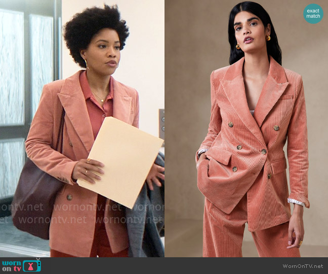 Banana Republic Rivoli Oversized Corduroy Blazer worn by Nella Rogers (Sinclair Daniel) on The Other Black Girl