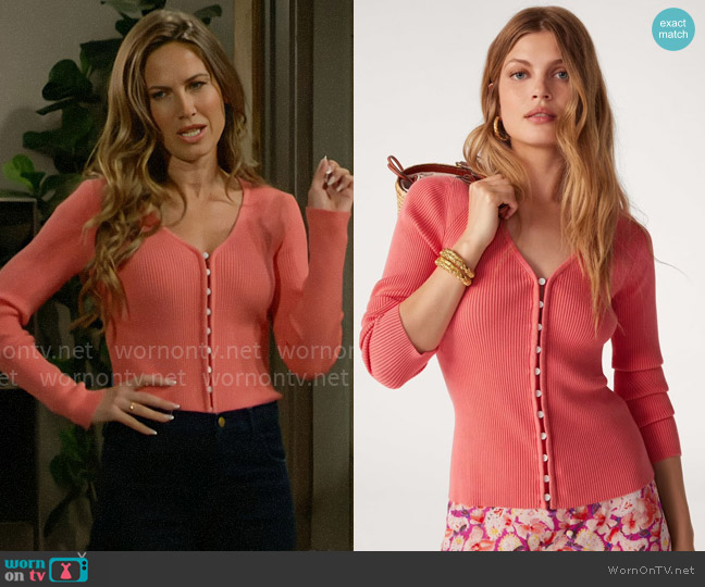 ba&sh Wilam Cardigan worn by Heather Stevens (Vail Bloom) on The Young and the Restless