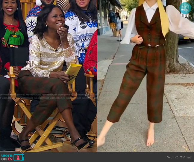 Behida Dolic? Millinery Harris Tweed Pants worn by Deborah Roberts on Good Morning America