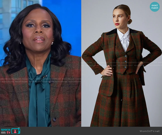 Behida Dolic? Millinery Harris Tweed Blazer worn by Deborah Roberts on Good Morning America