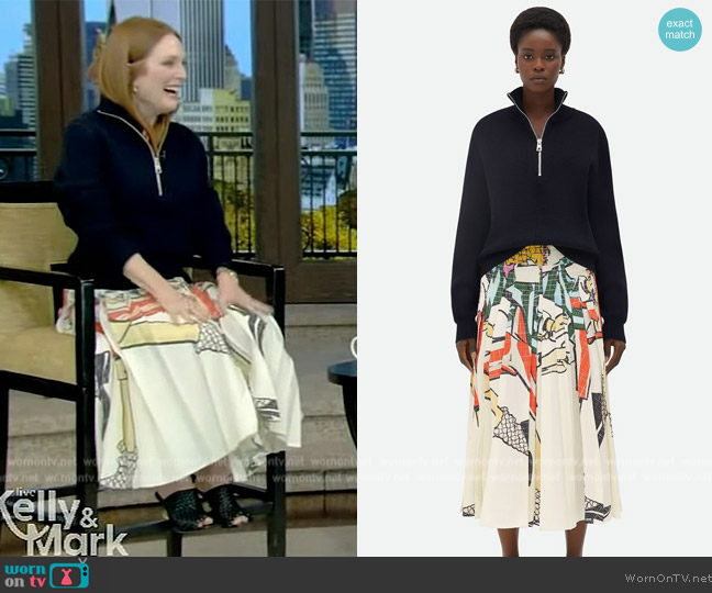 Bottega Veneta Wool Zippered Jumper worn by Julianne Moore on Live with Kelly and Mark
