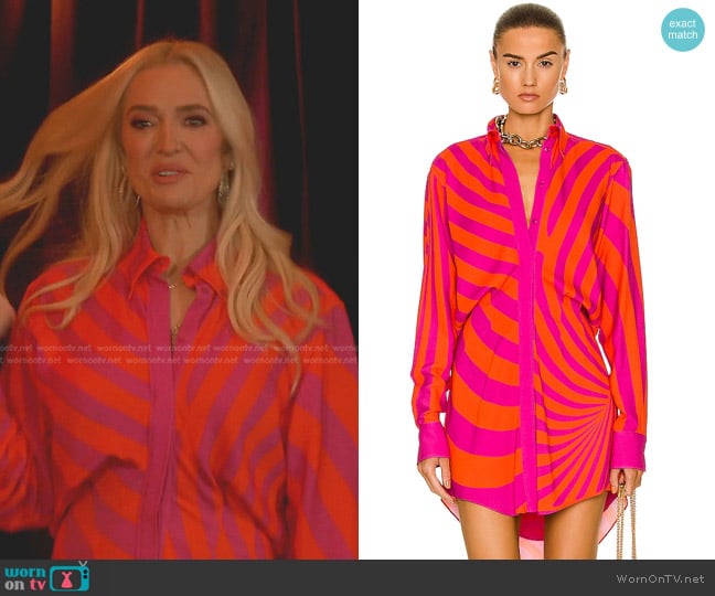 Brandon Maxwell The Nouveau Mini Shirt Dress worn by Erika Jayne on The Real Housewives of Beverly Hills