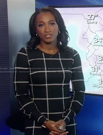 Brittany’s black windowpane check dress on Good Morning America