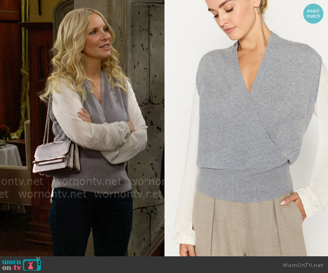 Brochu Walker The Phinneas Layered Looker in Isla Blue Melange worn by Christine Blair Williams (Lauralee Bell) on The Young and the Restless