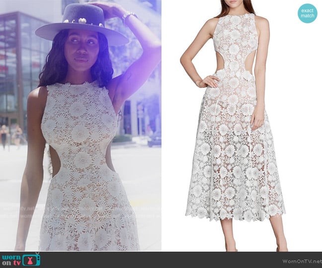 Bronx and Banco Daisy Cutout Lace Midi Dress worn by Kiki Barth (Kiki Barth) on The Real Housewives of Miami