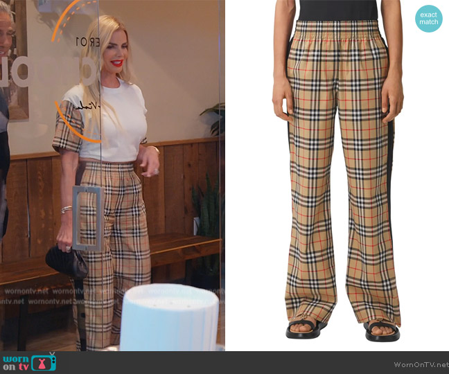 Burberry Louane Side Stripe Vintage Check Trousers worn by Alexia Echevarria (Alexia Echevarria) on The Real Housewives of Miami