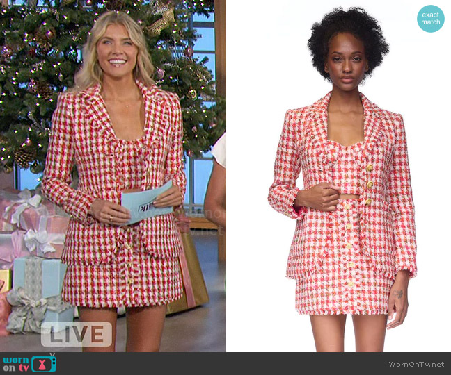 Cara Cara Claudine Top in Red Ivory Boucle worn by Amanda Kloots on The Talk