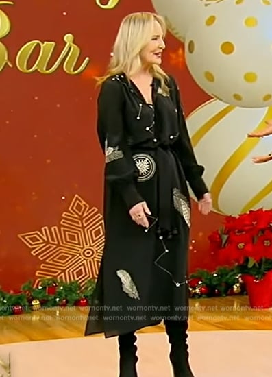 Carmindy’s black printed midi dress on Tamron Hall Show