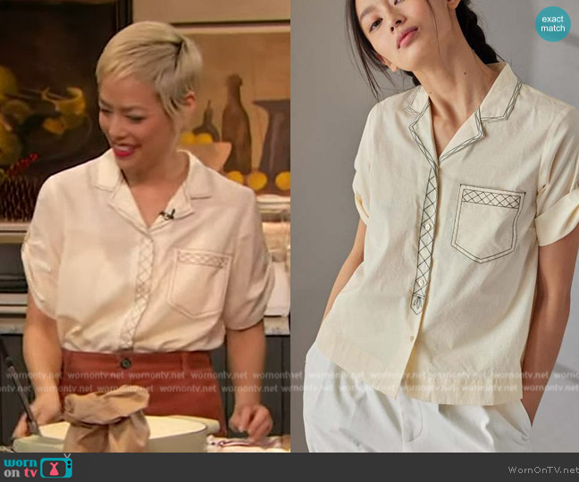 Caron Callahan Johan Cotton Voile Shirt worn by Pilar Valdes on The Drew Barrymore Show