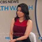 Dr Celine Gounder’s red colorblock knit dress on CBS Mornings