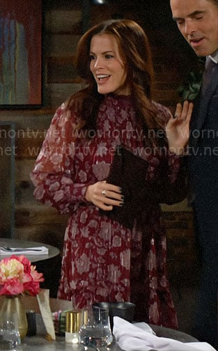 Chelsea’s burgundy floral dress on The Young and the Restless