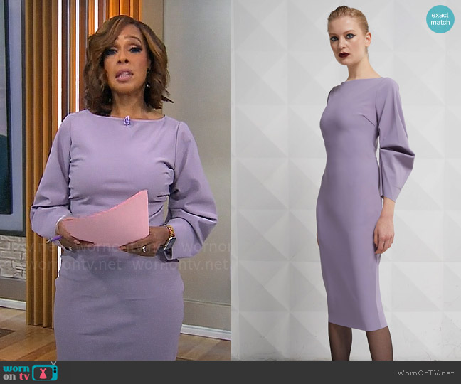 Chiara Boni La Petite Robe Carlyn Dress in Wisteria worn by Gayle King on CBS Mornings
