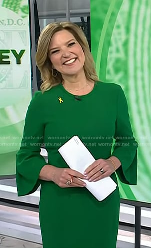 Christine Romans’ green bell sleeve dress on Today