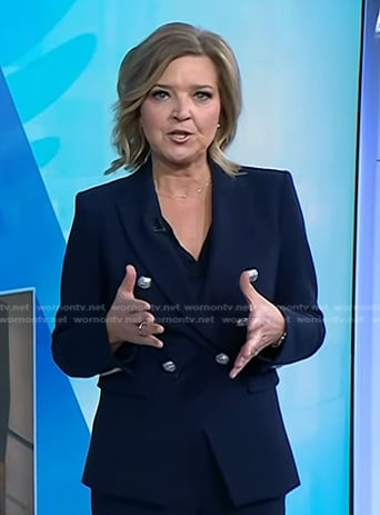 Christine Romans’ navy blazer with silver buttons  on Today