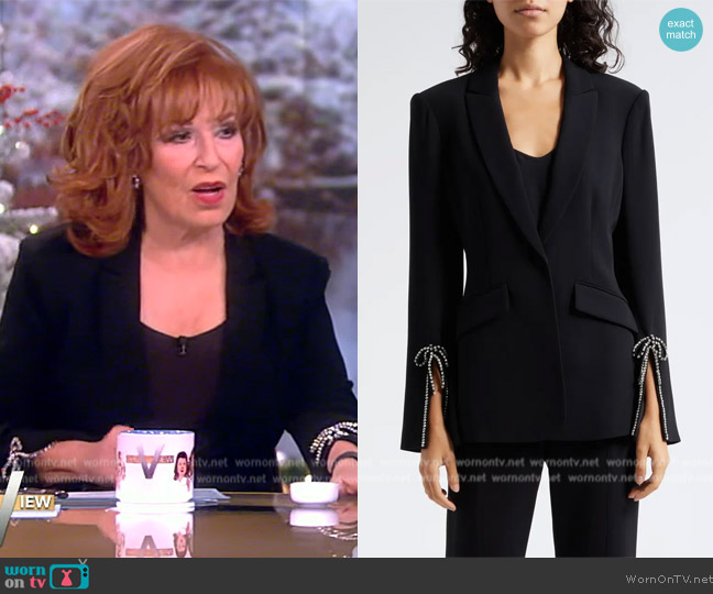 Cinq a Sept Rhinestone Bow Cuff Blazer worn by Joy Behar on The View