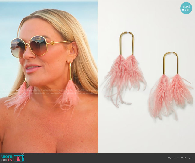 Cult Gaia Meta Feather Earrings in Azalea worn by Heather Gay on The Real Housewives of Salt Lake City