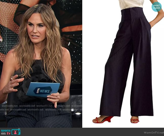 Cynthia Rowley Pinstripe Corset Wide-Leg Pants worn by Keltie Knight on E! News