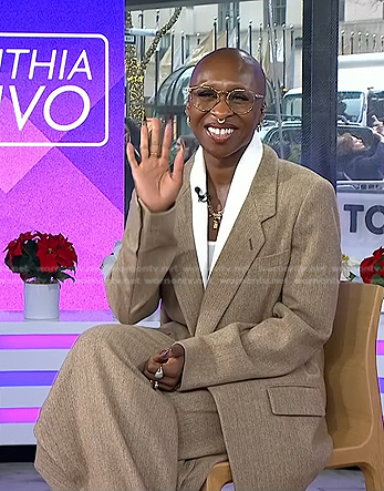 Cynthia Erivo’s beige oversized blazer and pants on Today