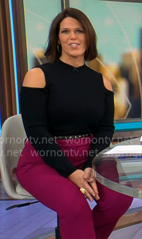 Dana Jacobson’s black cold shoulder sweater on CBS Mornings