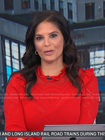 Darlene’s red ruffle neck knit dress on Today