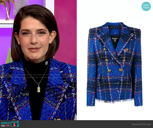 Balmain Tweed Double-breasted Blazer worn by Daryn Carp on Today