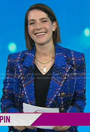 Daryn Carp’s blue plaid tweed blazer on Today