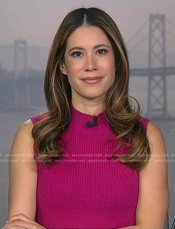Deirdre’s pink ribbed sleeveless sweater on NBC News Daily