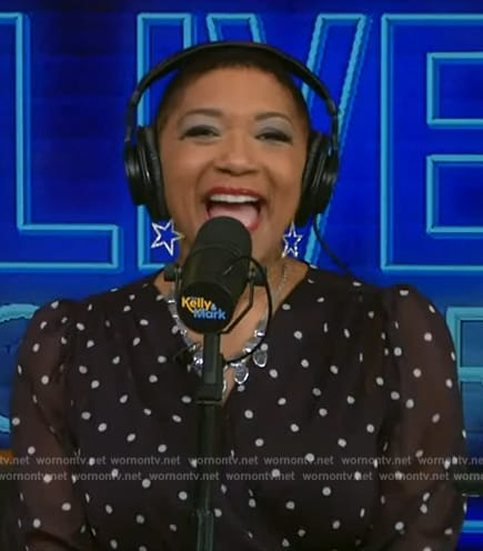 Deja Vu’s black polka dot dress on Live with Kelly and Mark
