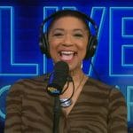 Deja Vu’s green zebra stripe wrap dress on Live with Kelly and Mark