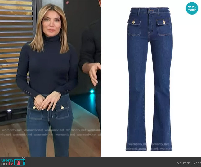 Derek Lam 10 Crosby Brandi Patch Pocket Flare Jeans worn by Kit Hoover on Access Hollywood