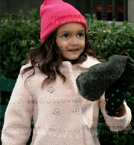 Donna’s light pink boucle coat on General Hospital