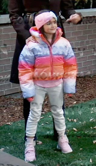 Donna’s ombre puffer jacket on General Hospital