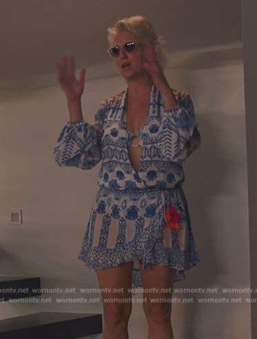 Dorinda’s blue printed tassel tie dress on The Real Housewives Ultimate Girls Trip