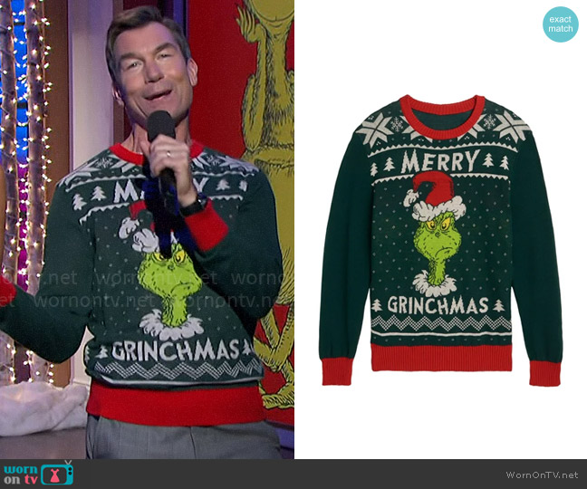 Dr Seuss Merry Grinchmas Sweater worn by Jerry O'Connell on The Talk