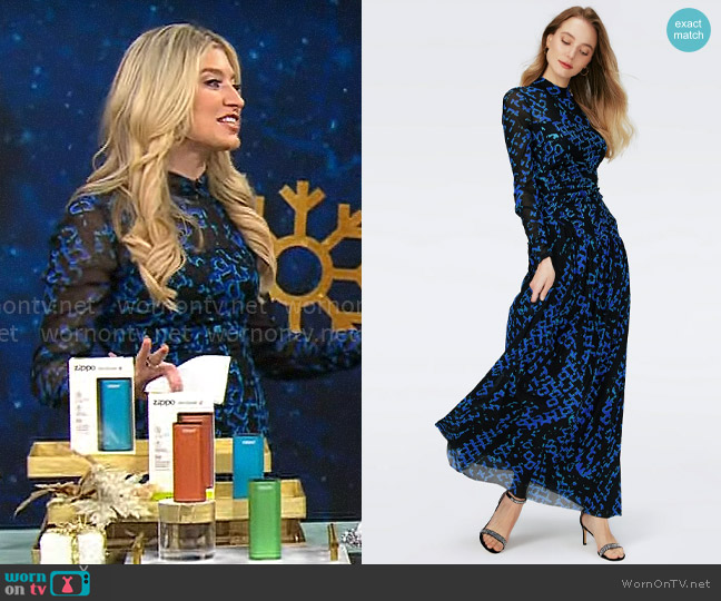Diane von Furstenberg Kirstie Dress in Folded Chain Blue worn by Ashley Bellman on CBS Mornings