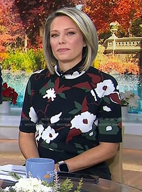 Dylan’s black floral short sleeve top on Today